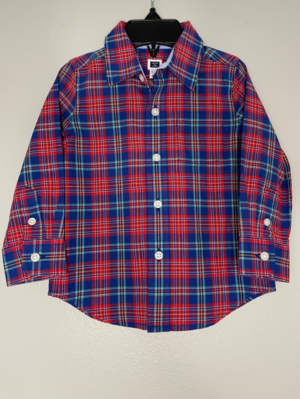 Janie and Jack Red Plaid Button Down Shirt NWT